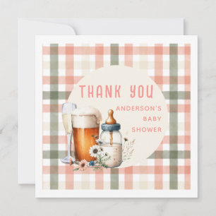 Dank u Bier en Flessen Baby shower Sage Peach Kaart