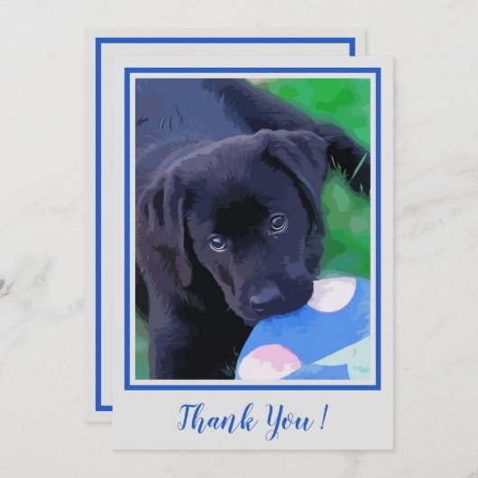 Dank u Black Lab Schattigee Puppy Labrador Dog Bedankkaart (Voorkant / Achterkant)