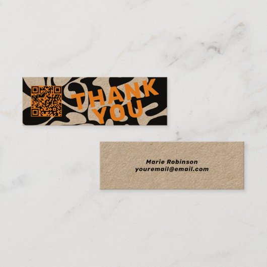 Dank u Black Squigggles Sinaasappel Kraft Mini Mini Visitekaartje (Voorkant / Achterkant)