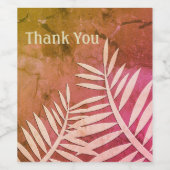 Dank u blad silhouet roze gemarmerd wijn etiket (Enkel label)