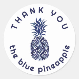 Dank u Blauwe Ananas logo Ronde Sticker