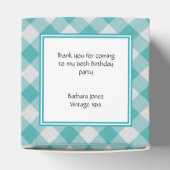 "Dank u" Blauwgroen/wit Gingham controleert patroo Bedankdoosjes (Bovenkant)
