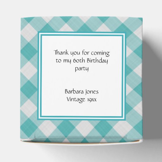 "Dank u" Blauwgroen/wit Gingham controleert patroo Bedankdoosjes (Bovenkant)