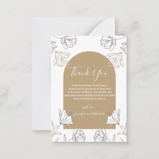 Dank u Bloemen Terracotta Arch Minimale bruiloft Notitiekaartje (Voorkant)