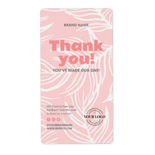 Dank U Blush Roze Witte Bladeren Merk Doos Verzege Etiket
