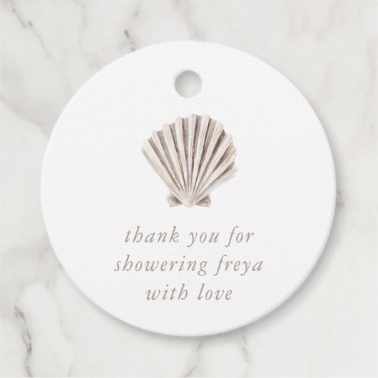 Dank u Boho Beach Shell Baby shower Bedankjes Labels (Voorkant)