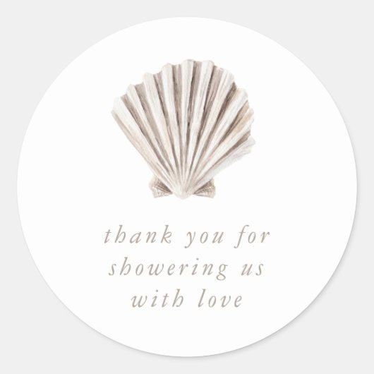 Dank u Boho Beach Shell Baby shower Ronde Sticker (Voorkant)