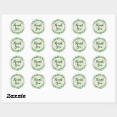 Dank u botanisch groen eucalyptus rustiek ronde sticker (Vel)