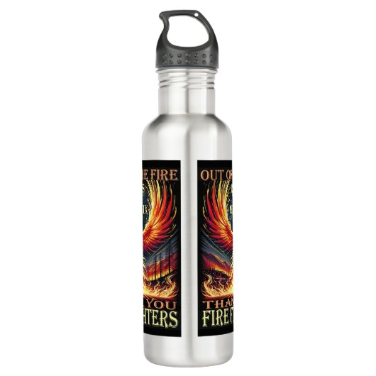 Dank u brandweerlieden waterfles  (Achterkant)