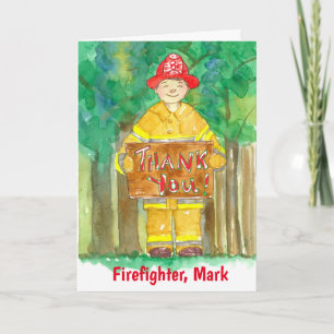 Dank u brandweerman aangepaste naam kaart