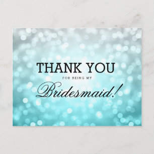 Dank u Bridesmaid Beach Ombre Glitter Lights Briefkaart