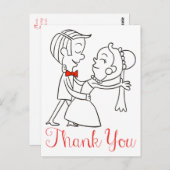 Dank u bruid en bruidegom zwart-wit bruiloft briefkaart (Voorkant / Achterkant)