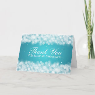 Dank u bruidsmeisje partij Sparkle Turquoise Bedankkaart