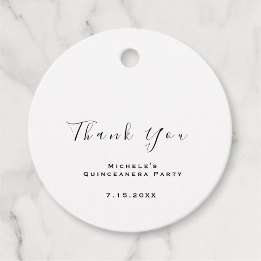 Dank U Bruidsmeisjesfeest Sweet 16 Wit Eenvoudig Bedankjes Labels (Voorkant)
