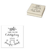 Dank u Bruiloft Bloemen Monogram Stamp Rubberstempel (Gestempeld)