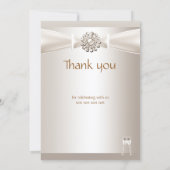Dank u bruiloft Damask Cream White Champagne Bedankkaart (Achterkant)