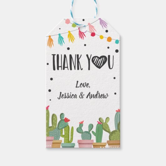 Dank u bruiloft Fiesta Cactus Mexicaans Confetti Cadeaulabel (Voorkant)