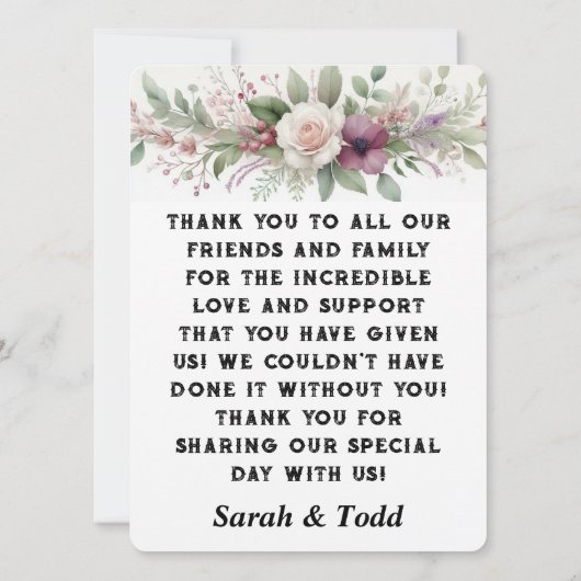 Dank u Bruiloft Flat Kaart (Achterkant)