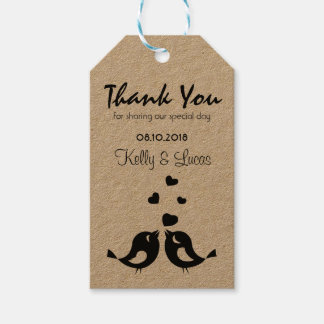 Dank u bruiloft gunst Label met Tortelduifjes Cadeaulabel