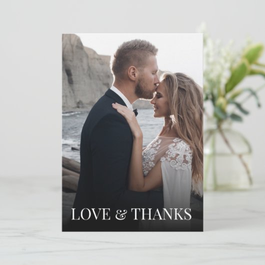 Dank u bruiloft Kaart met foto en bericht (Staand voorkant)