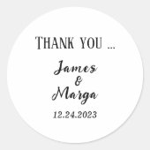 Dank u bruiloft ronde sticker (Voorkant)