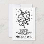 Dank u bruiloft Traditioneel Tattoo Hartmes Bedankkaart (Voorkant)