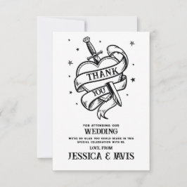 Dank u bruiloft Traditioneel Tattoo Hartmes Bedankkaart