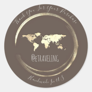 Dank u bruine gouden Wereldkaart die Wereldbol afr Ronde Sticker