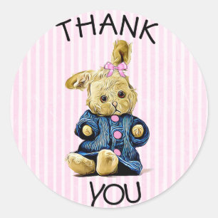 Dank u Bunny Rabbit Pink Stickers
