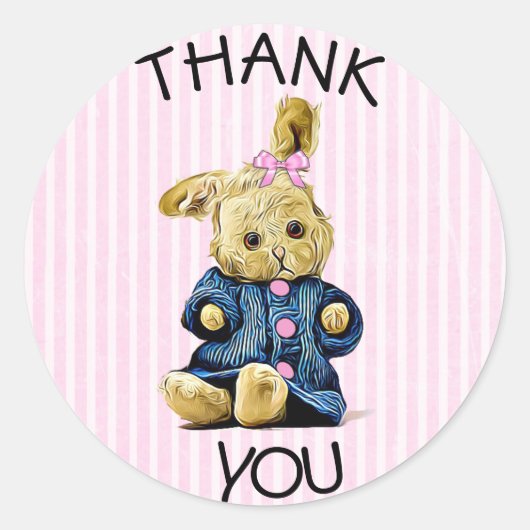Dank u  Bunny Rabbit Pink Stickers (Voorkant)