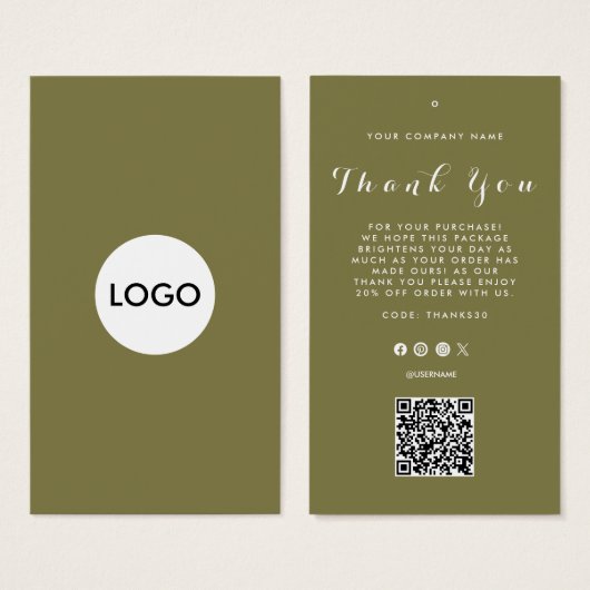 Dank u Business Logo QR Code Label Hang Label Visitekaartje (Voorkant /achterkant)