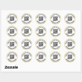 Dank u Business QR Code Zwart Wit Goud Ronde Sticker (Vel)