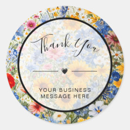 Dank u Business Summer Wild Flowers Ronde Sticker