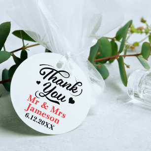 Dank U Calligrafie Mijnheer Mevrouw Trouwgunst Tag Bedankjes Labels