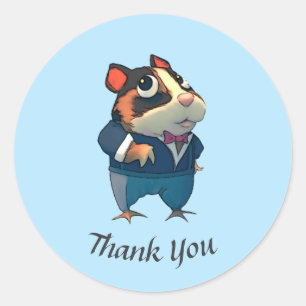 Dank u Cartoon Guinee Pig Ronde Sticker Label