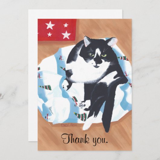 Dank u Cat Cadeau kerst Kaarten (Voorkant / Achterkant)