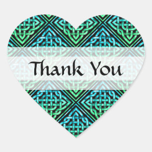 Dank u Celtic Knot - Diamond Blue Green Hart Sticker