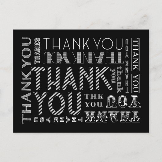 Dank u Chalk Typography Briefkaart (Voorkant)