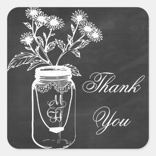 Dank u Chalkboard Mason Jar stickers (Voorkant)