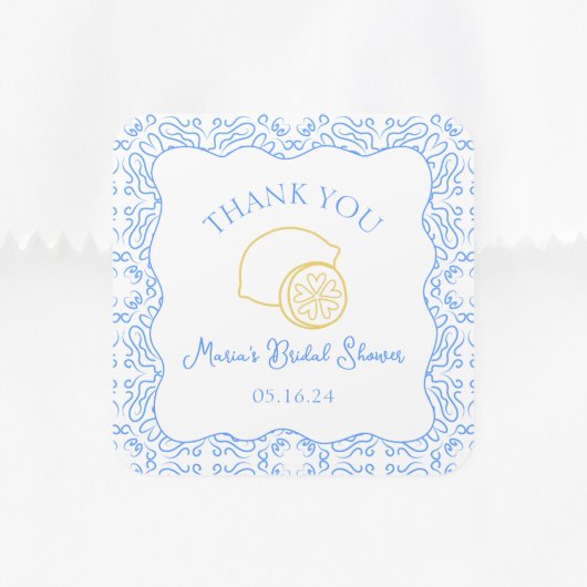 Dank U Citroen Blauwe Tegels Huwelijksaanzoek Vierkante Sticker