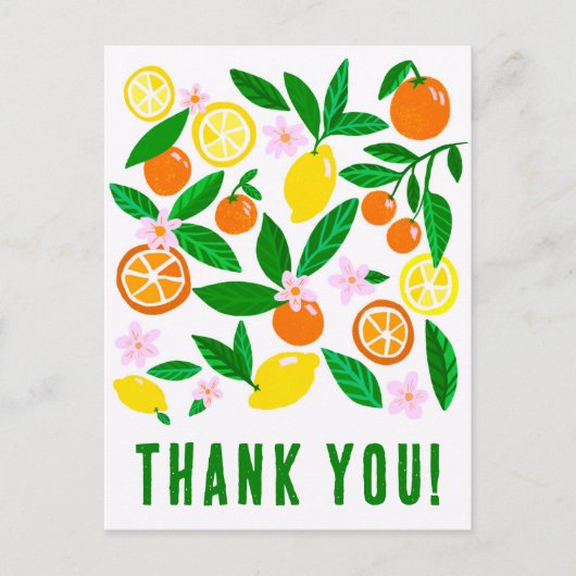 Dank u Citrus Celebration Custom Kleurrijk Briefkaart (Voorkant)