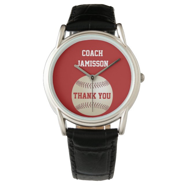 Dank u Coach polshorloge gepersonaliseerd, honkbal Horloge (Voorkant)