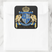 Dank u Coat of Arms Blue Gold Eagle Embleem Vierkante Sticker (Tas)