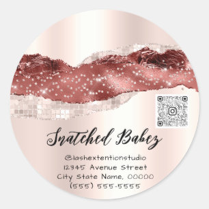 Dank u Cosmetics Logo QR Code Roos Burgundy Ronde Sticker