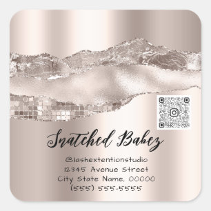 Dank u Cosmetics Logo QR Code Roos Powder Vierkante Sticker