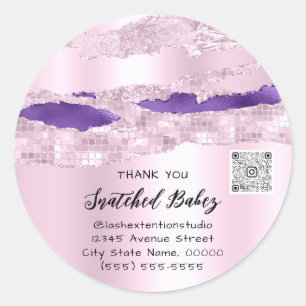 Dank u Cosmetische Logo QR Code Roze PurpleSweet16 Ronde Sticker