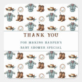 Dank u Cowboy Pattern Baby shower Vierkante Sticker (Voorkant)