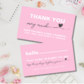 Dank u Customer appreciation note Roze hart Visitekaartje