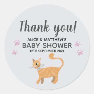 Dank u Cute Cat Cartoon Baby shower Ronde Sticker