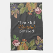 Dank u, dankbaar, gezegend  herfst floral theedoek (Verticaal)